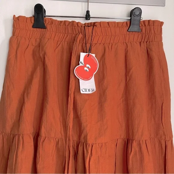 Cider Rust Orange Tiered Maxi Skirt - Picture 2 of 6